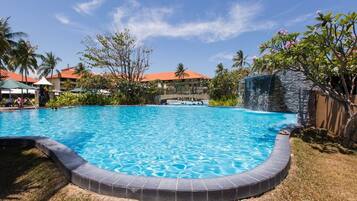 2 outdoor pools, open 7:00 AM to 10:00 PM, pool umbrellas, sun loungers