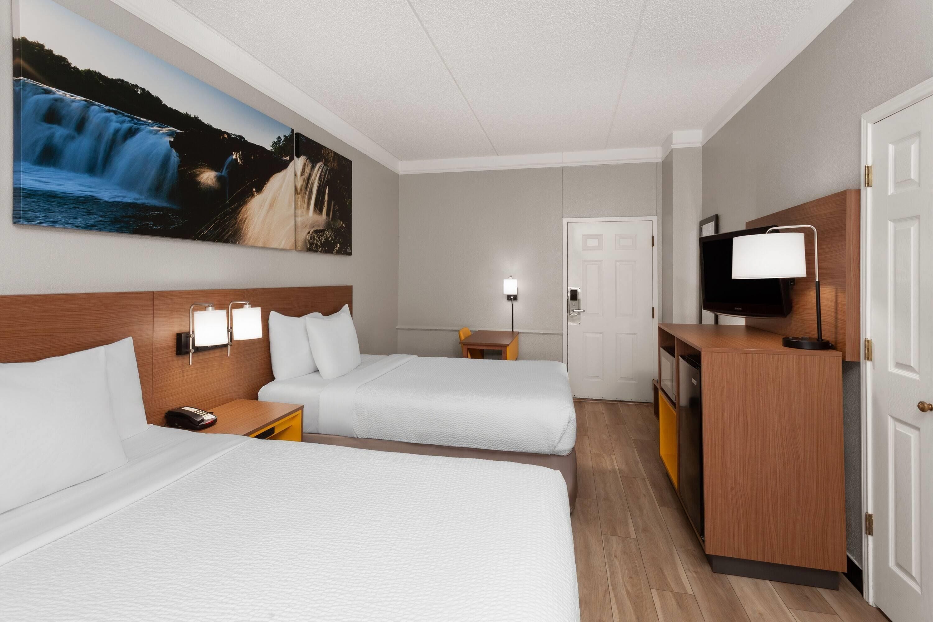 Room, 2 Double Beds, Accessible, Non Smoking | Premium bedding, desk, iron/ironing board, free cribs/infant beds