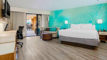 Premium bedding, pillow-top beds, desk, laptop workspace