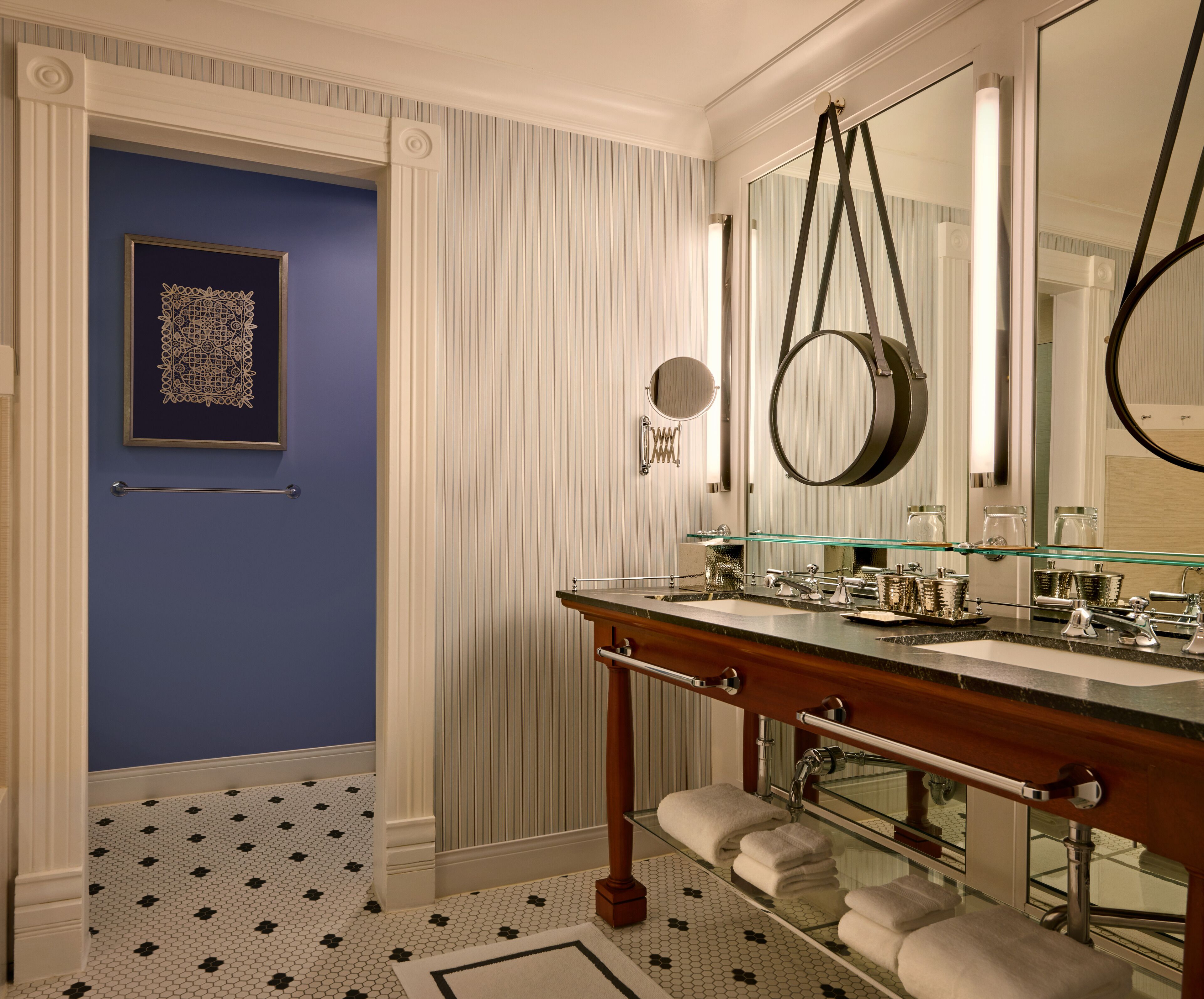 separate bathtub and shower, designer toiletries, hair dryer, bathrobes