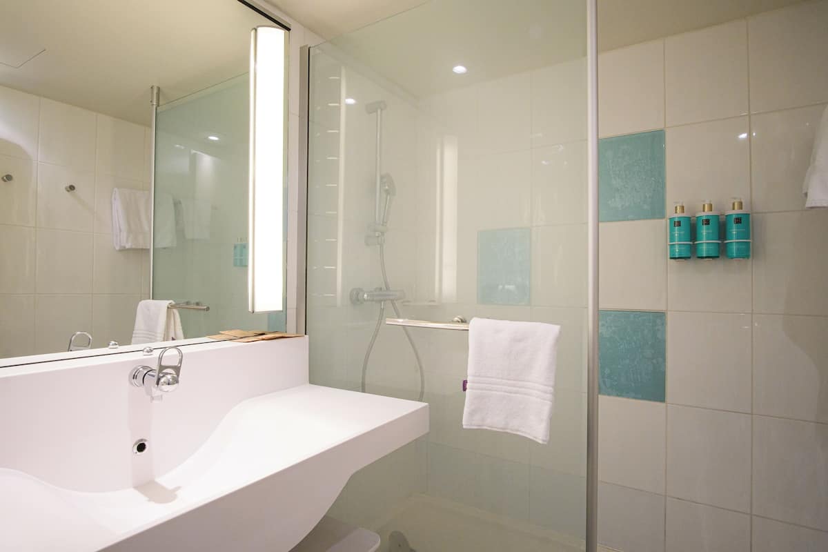 superior room, 1 double bed with sofa bed | bathroom | eco-friendly toiletries, hair dryer, towels