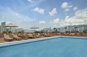 Outdoor pool, pool loungers