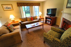 Room (2 Bedroom 1 Bath) | Living room | Flat-screen TV, fireplace, DVD player
