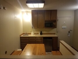 Fridge, microwave, coffee/tea maker