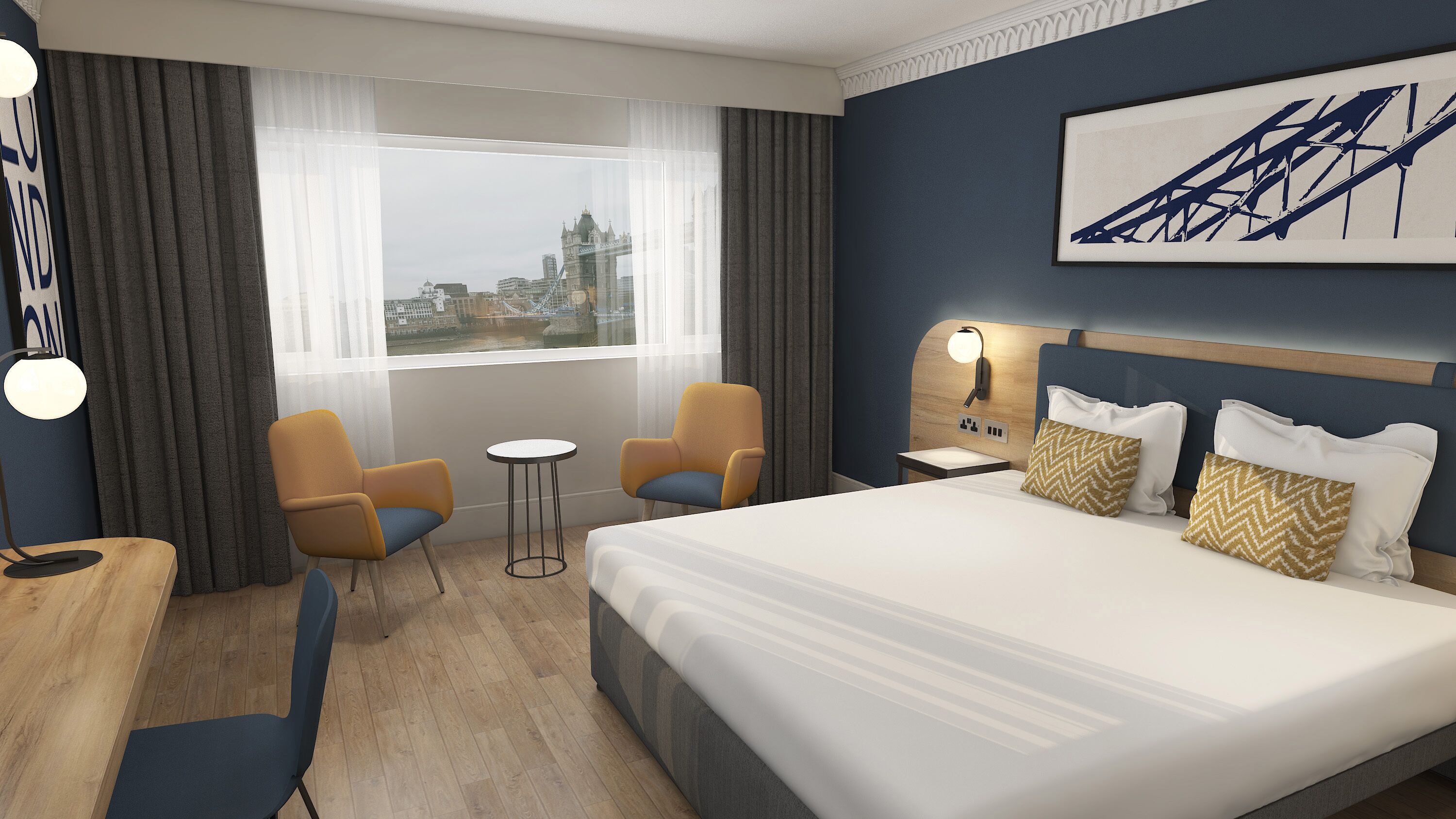 Executive King Room, with Bridge View | Premium bedding, in-room safe, desk, laptop workspace