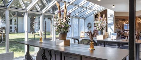 Lunch and dinner served, pool views