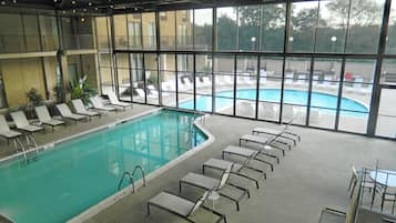 Indoor pool, seasonal outdoor pool, sun loungers
