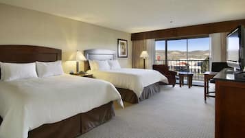 Premium bedding, pillowtop beds, desk, blackout drapes