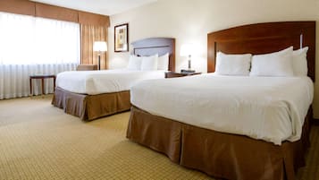 Premium bedding, pillowtop beds, desk, blackout drapes