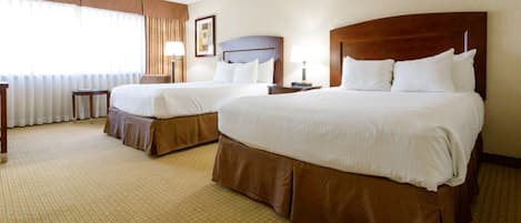 Premium bedding, pillow-top beds, desk, blackout curtains