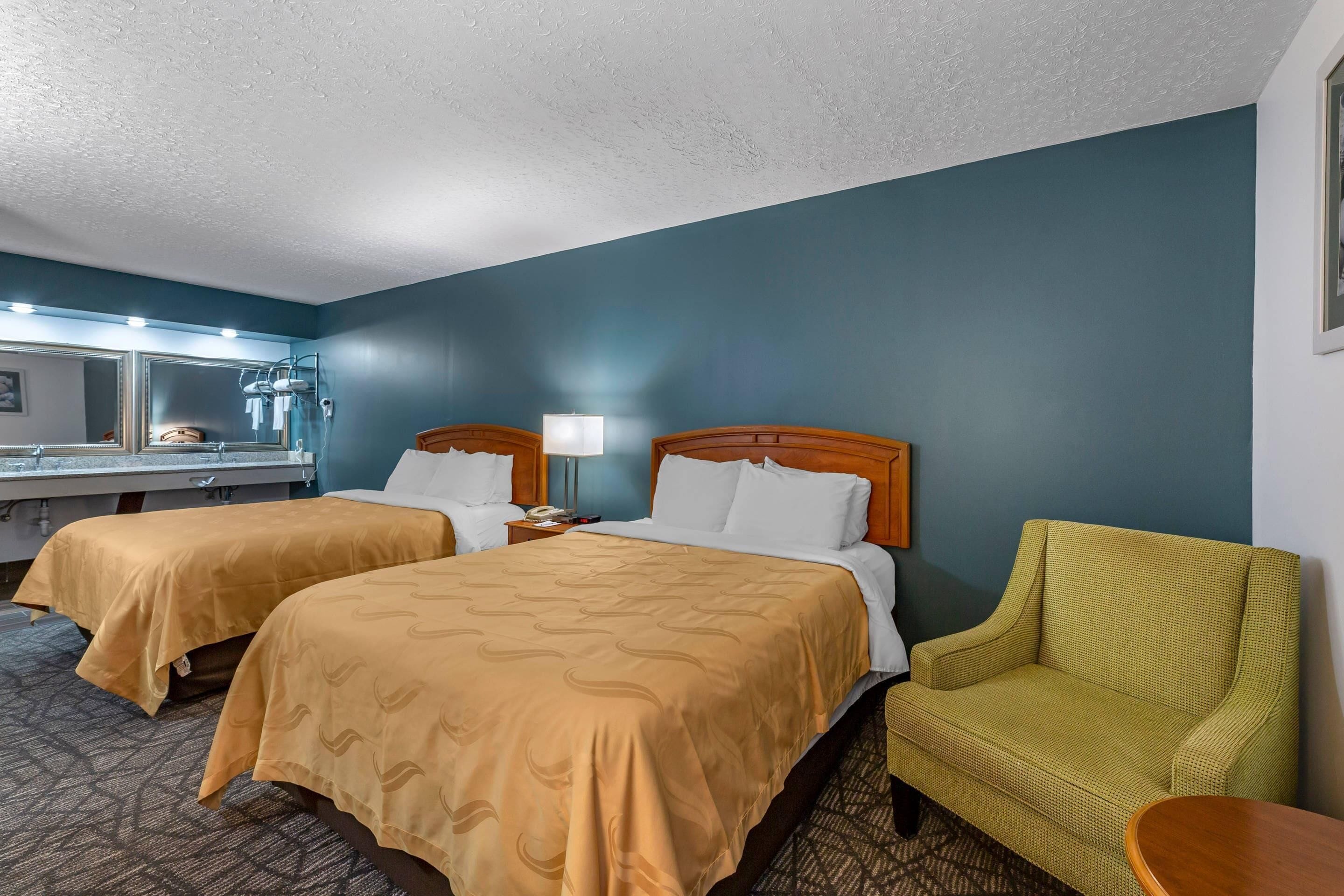 Room, 2 Queen Beds, Accessible, Non Smoking | Desk, laptop workspace, blackout drapes, iron/ironing board