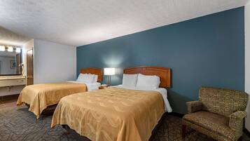 Standard Room, 2 Queen Beds, Non Smoking | Desk, laptop workspace, blackout drapes, iron/ironing board