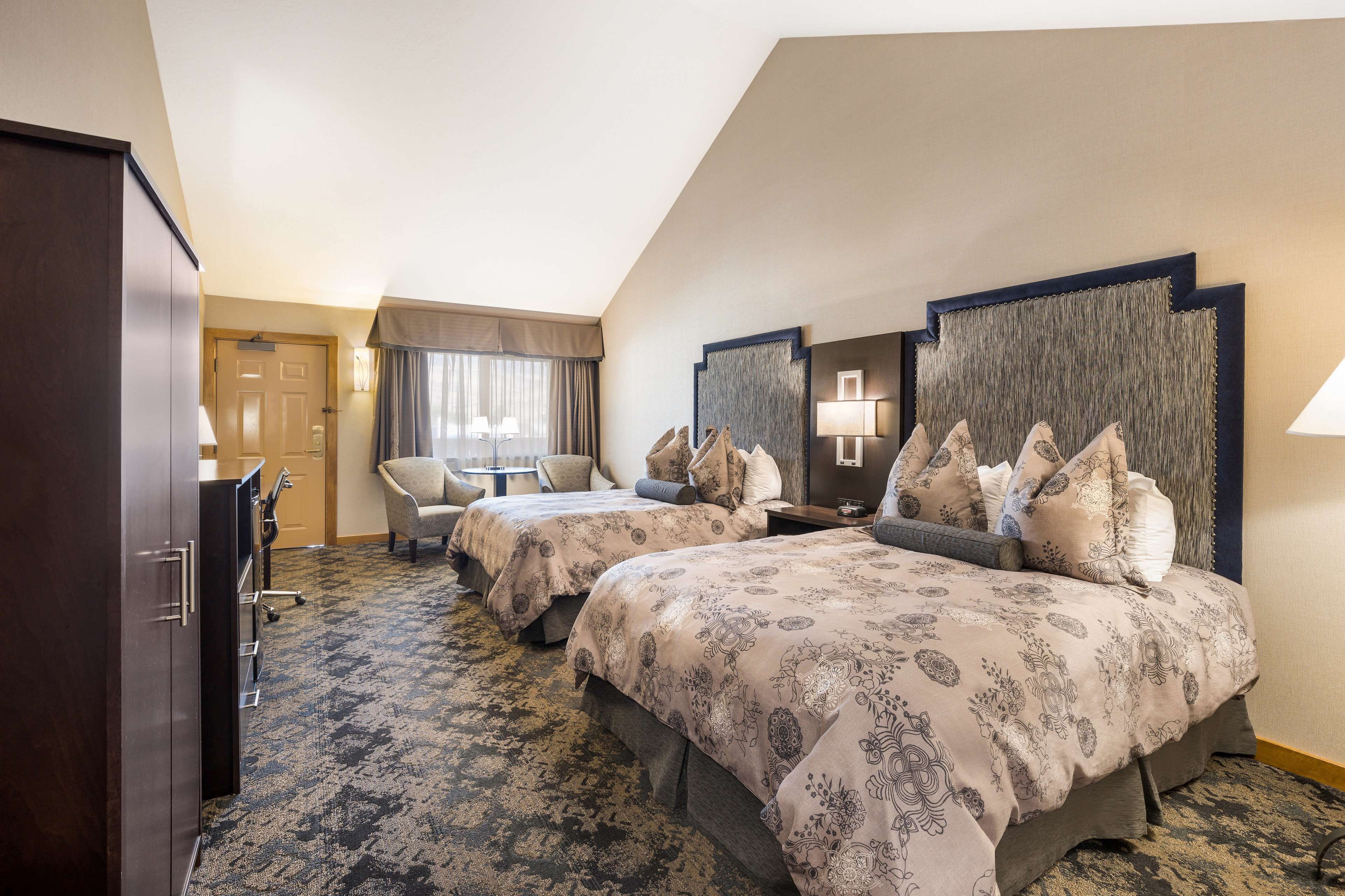 standard room, 2 queen beds, non smoking, refrigerator | desk, laptop workspace, blackout curtains, iron/ironing board