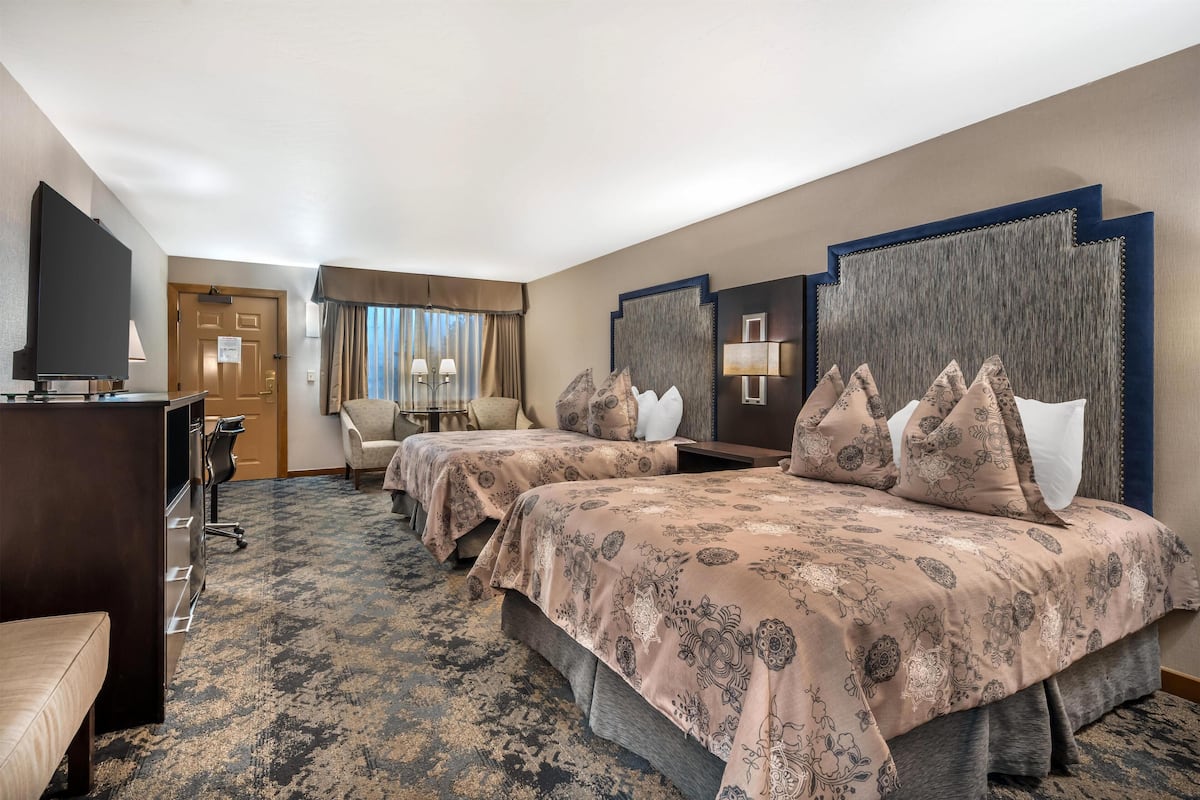 Standard Room, 2 Queen Beds, Non Smoking, Refrigerator | Desk, laptop workspace, blackout drapes, iron/ironing board