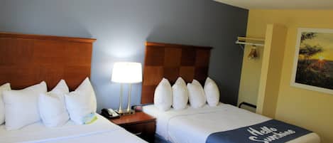 Standard Room, 2 Queen Beds, Non Smoking | Desk, blackout drapes, iron/ironing board, free cribs/infant beds