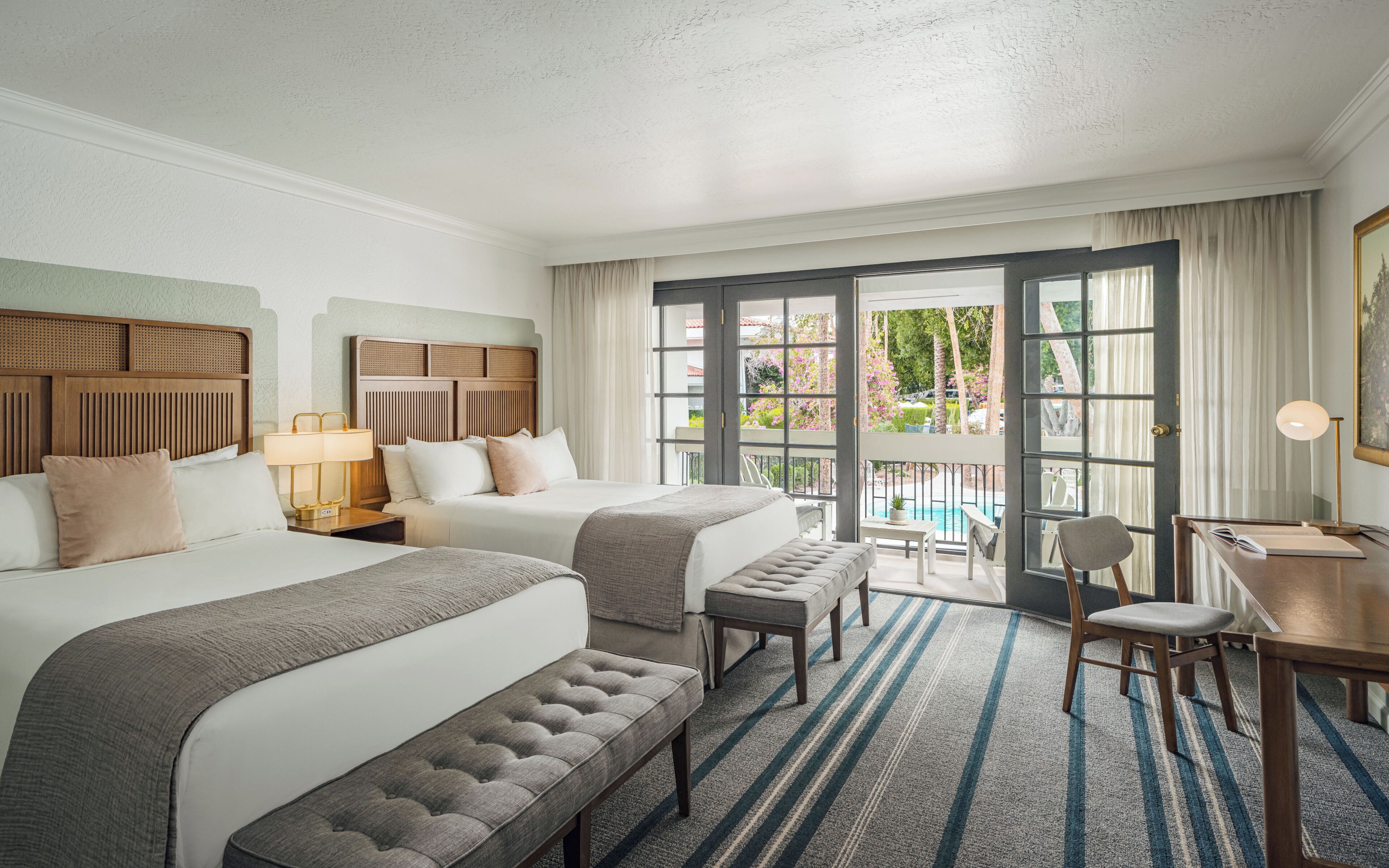 Room, 2 Queen Beds (Pool Queen Queen) | Frette Italian sheets, premium bedding, down comforters, minibar