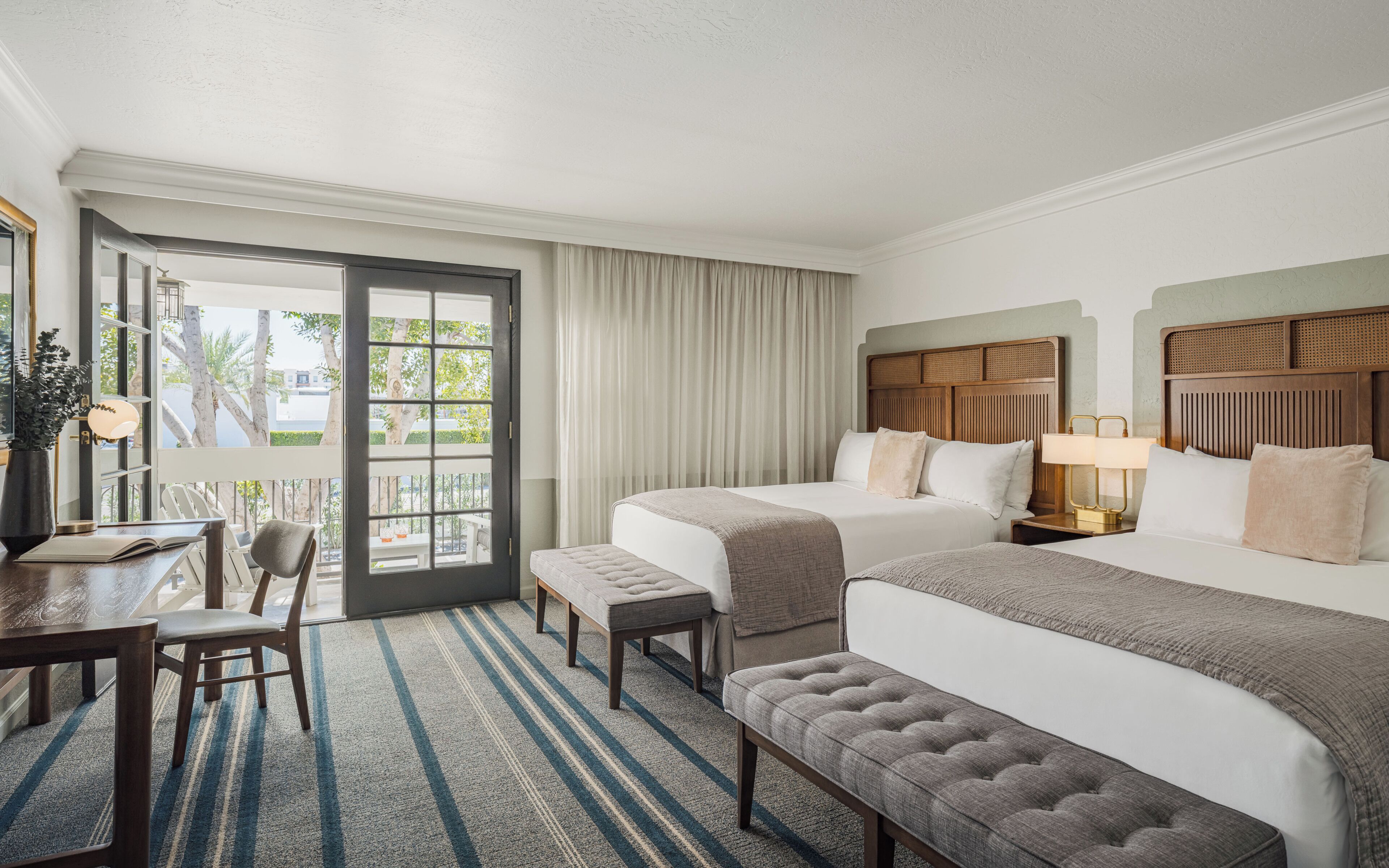 Room, 2 Queen Beds, Patio (Guest) | Frette Italian sheets, premium bedding, down comforters, minibar