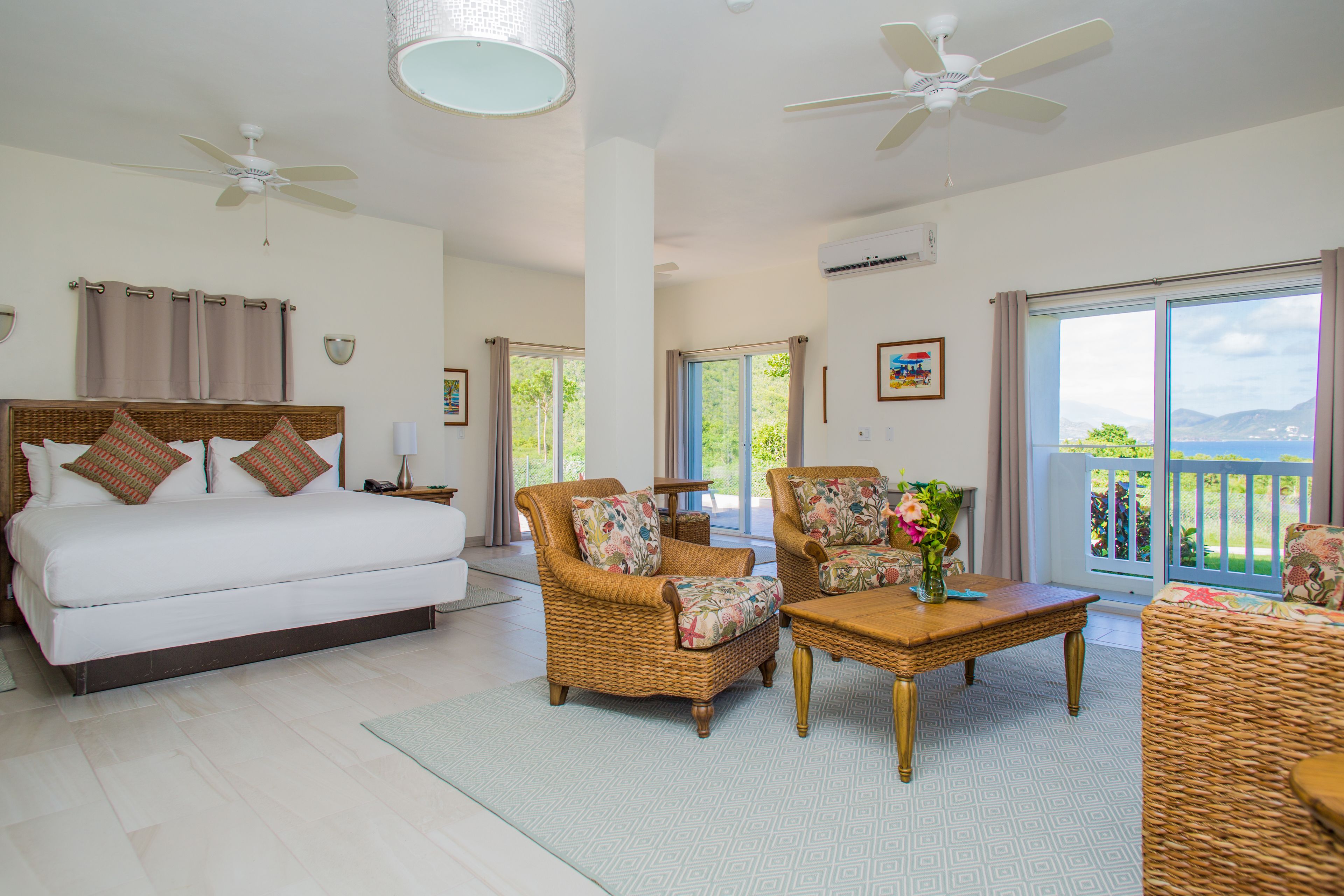 superior suite, 1 king bed with sofa bed, kitchen, ocean view | living area | 32-inch smart tv with digital channels, streaming services