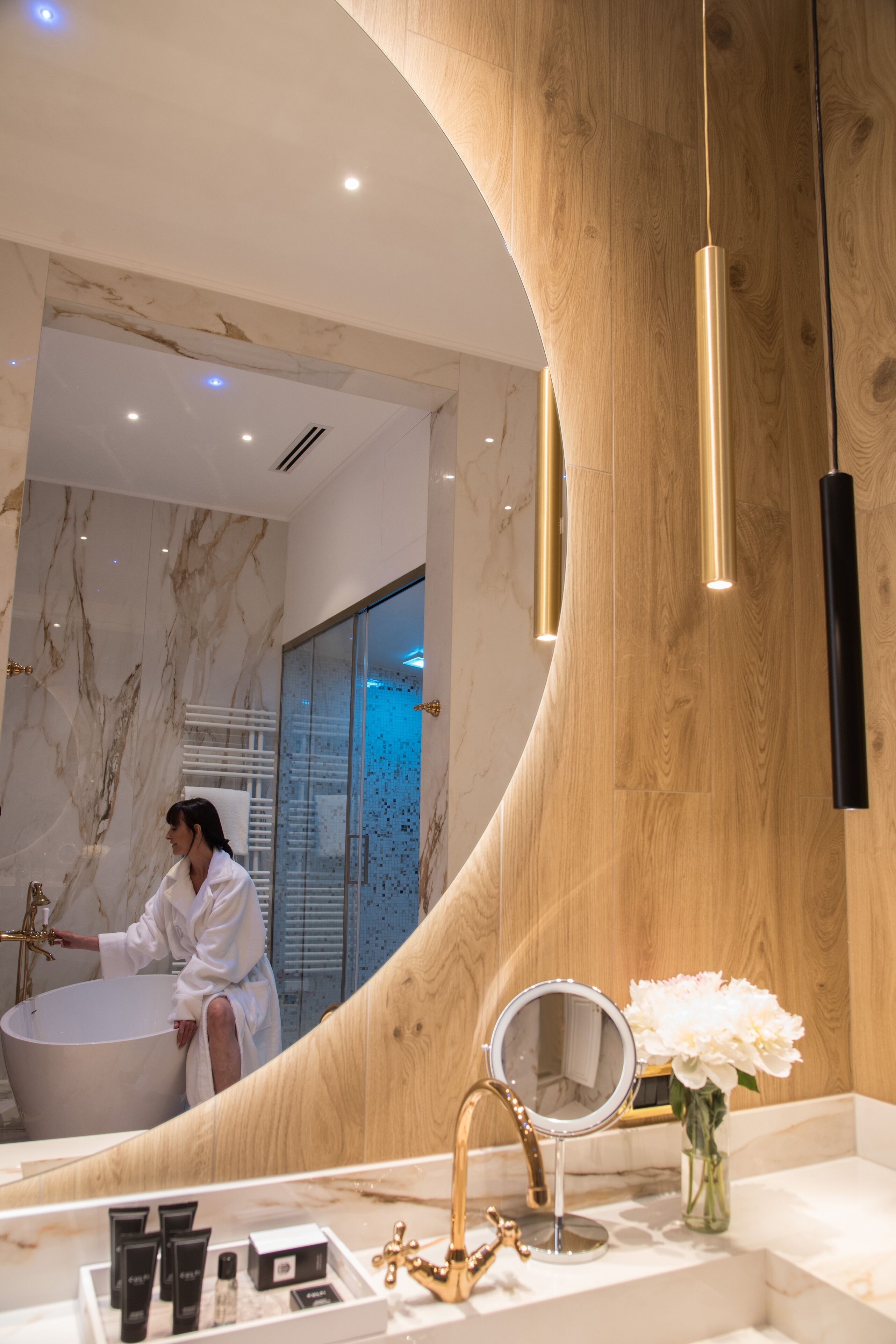 presidential suite | bathroom | eco-friendly toiletries, hair dryer, slippers, bidet