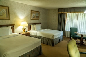 Standard Room, 2 Queen Beds, Non Smoking | Desk, laptop workspace, blackout drapes, iron/ironing board