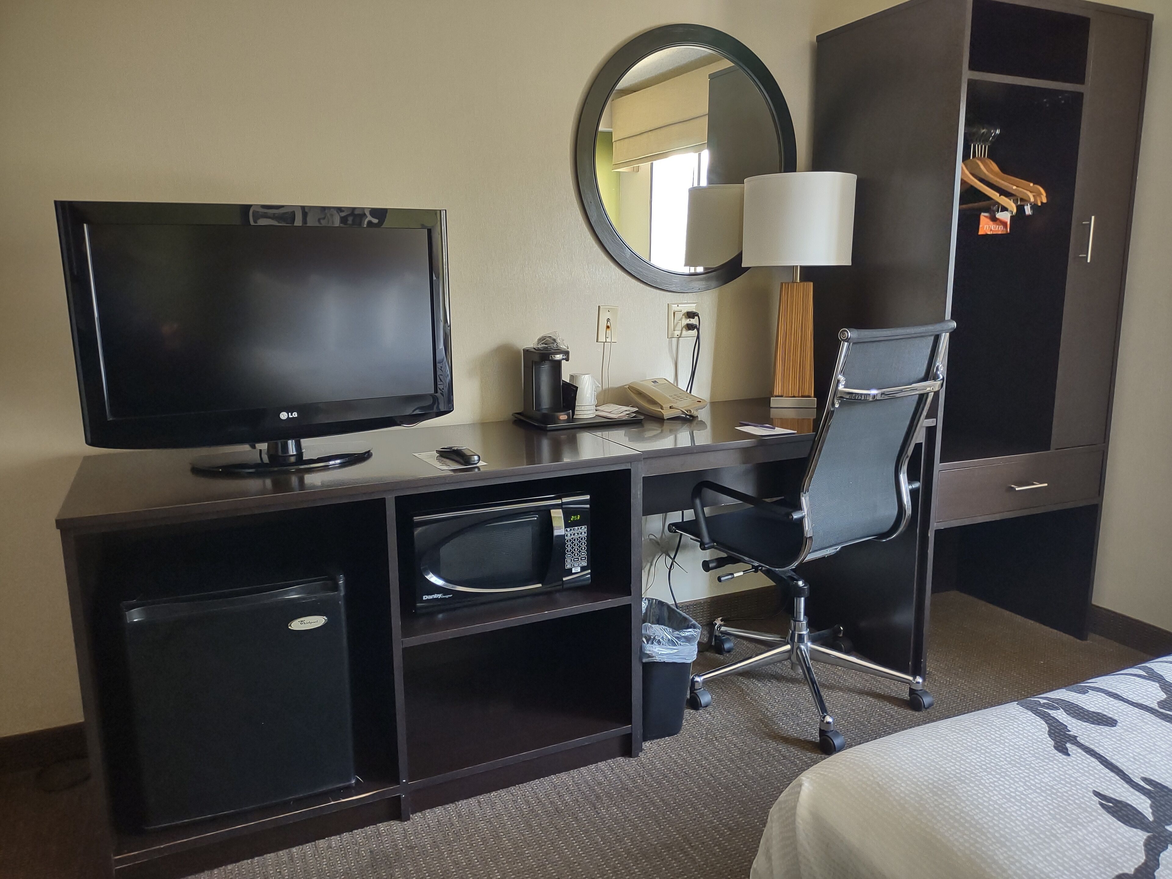 Desk, iron/ironing board, cribs (free), rollaway beds (surcharge)