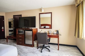 1 bedroom, desk, laptop workspace, iron/ironing board