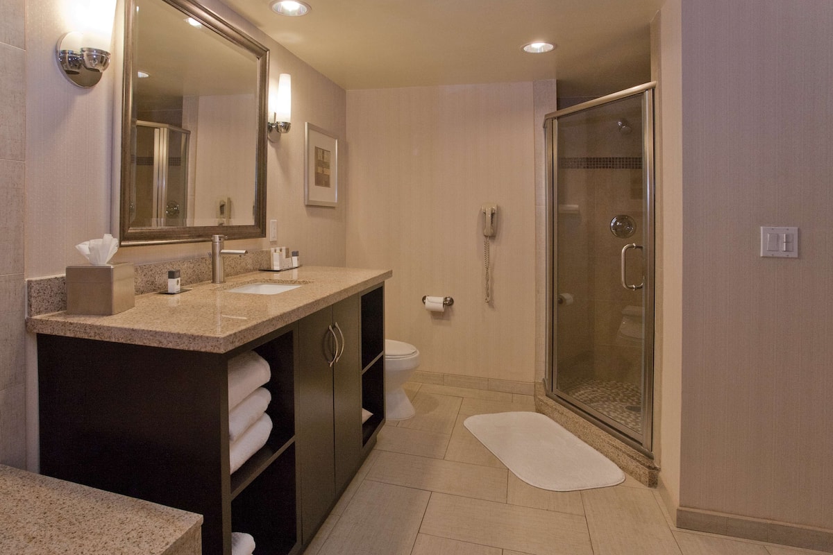 junior suite, 1 king bed | bathroom shower
