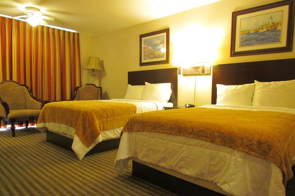 Double Room, 2 Double Beds | Desk, blackout drapes, iron/ironing board, rollaway beds