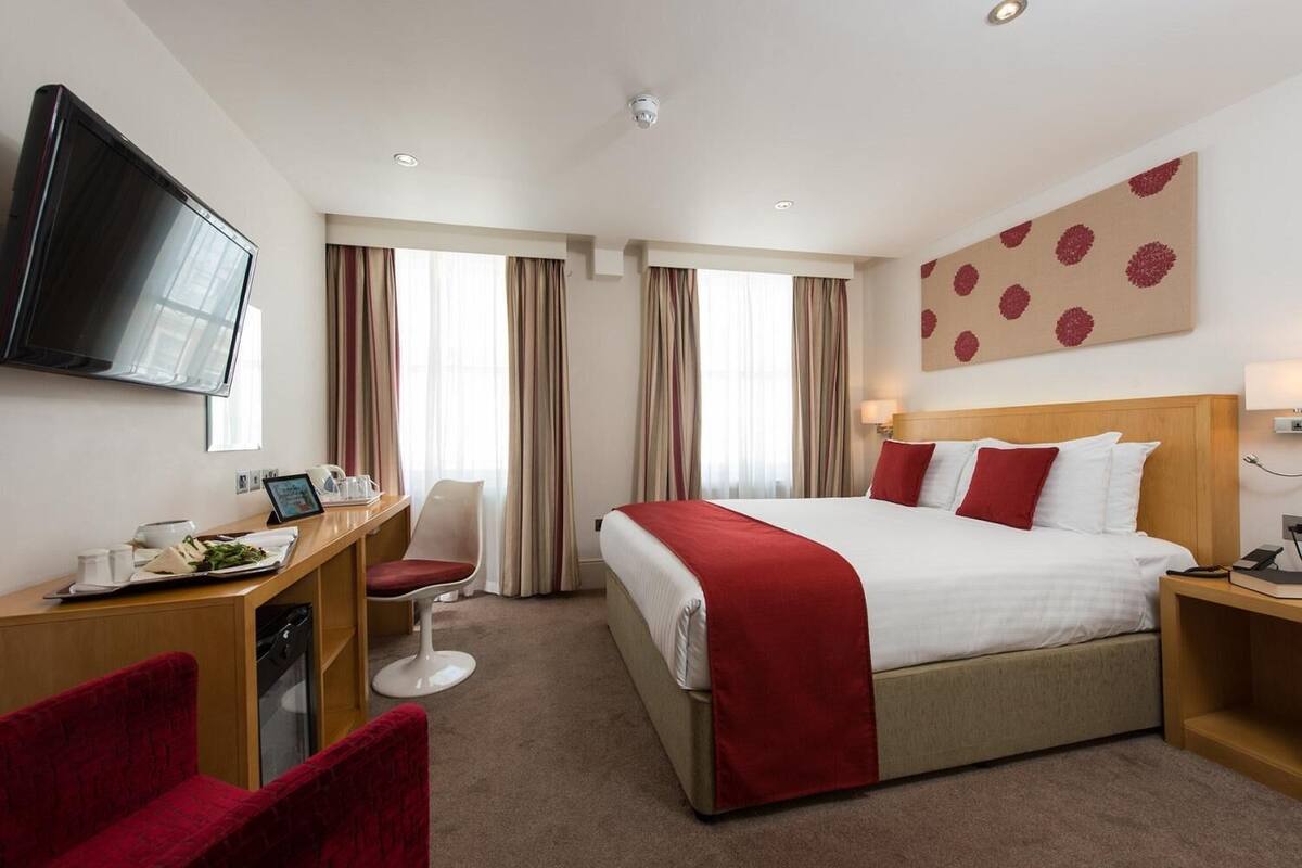 In-room safe, desk, laptop workspace, blackout curtains