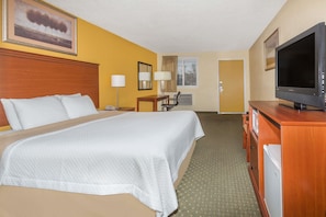 Desk, laptop workspace, blackout curtains, rollaway beds