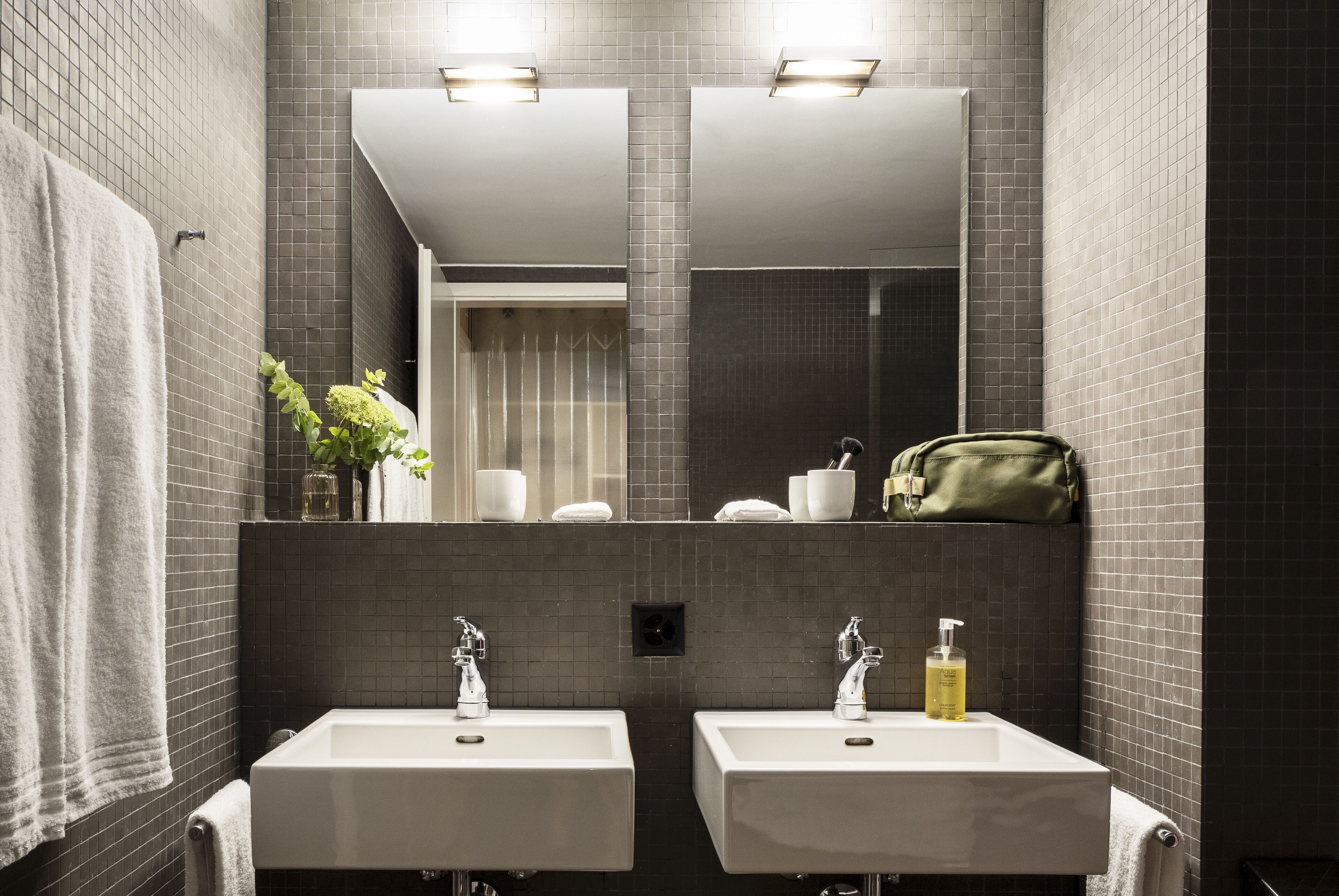 design plus | bathroom | eco-friendly toiletries, hair dryer, towels