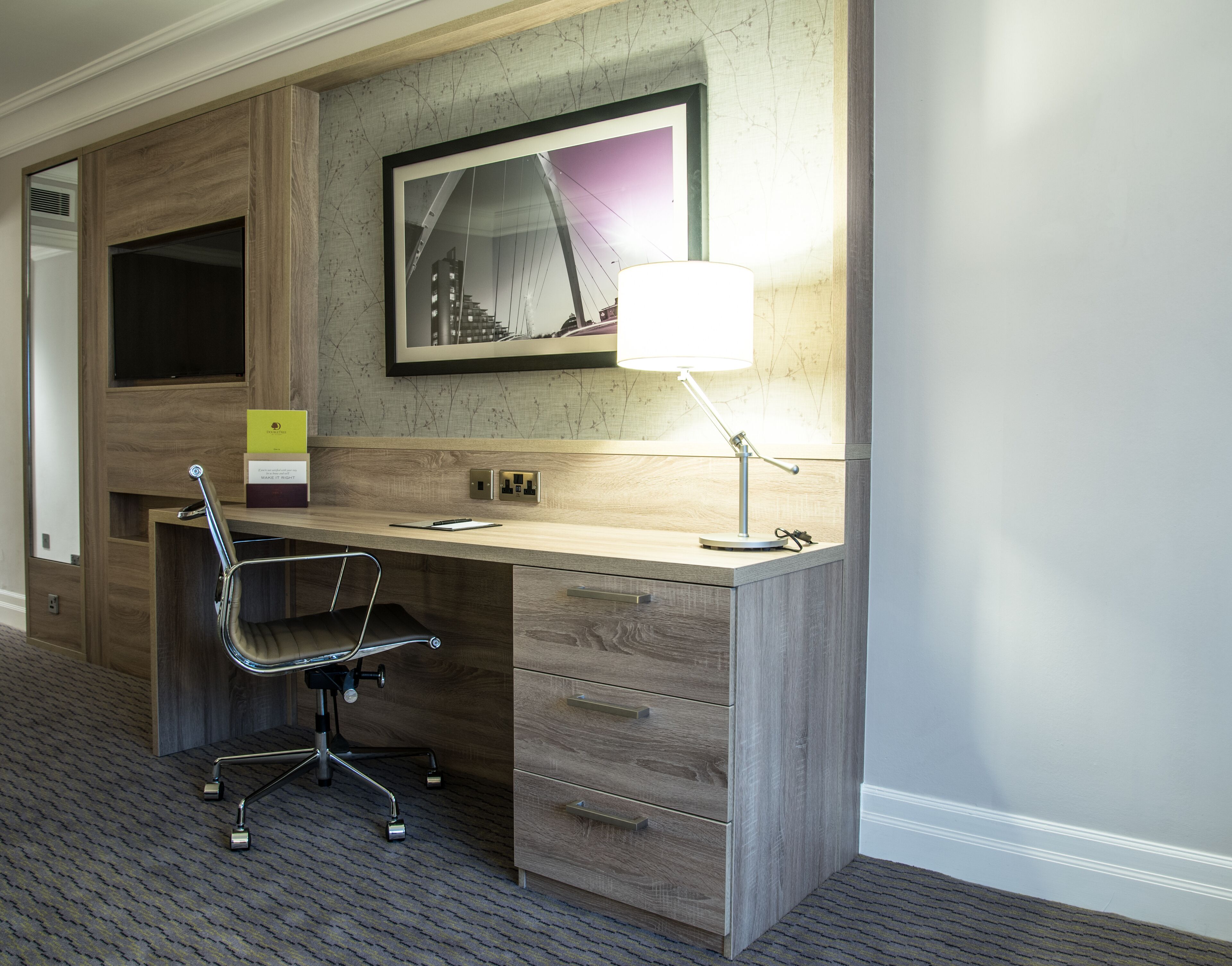 hypo-allergenic bedding, in-room safe, desk, laptop workspace