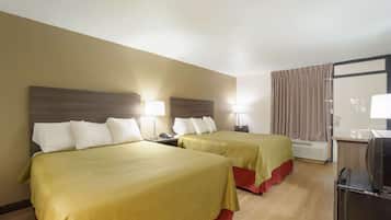 Standard Room, 2 Queen Beds, Smoking | Desk, laptop workspace, blackout drapes, iron/ironing board