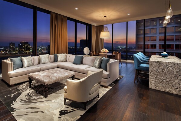 55-inch flat-screen TV with cable channels, Smart TV, pay films