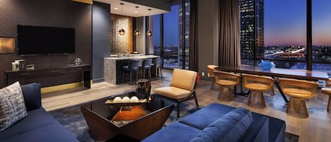 Televisi layar datar 55-inci dengan saluran TV kabel dan Smart TV