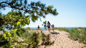 A sandy path leading to a beach with people walking. - Holiday Inn Express Sault Ste Marie by IHG (Sault Ste. Marie)