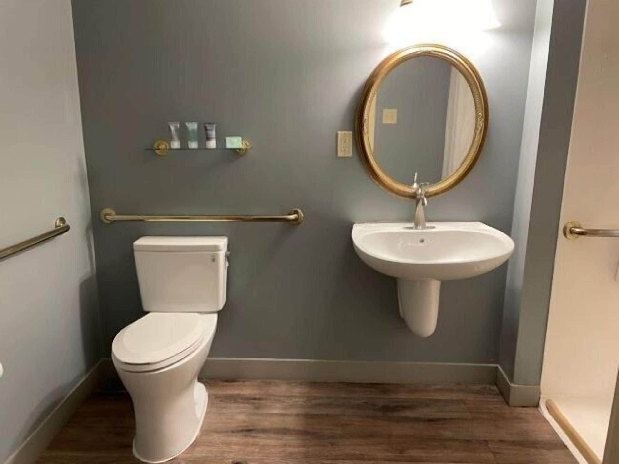 combined shower/bathtub, free toiletries, hair dryer, towels