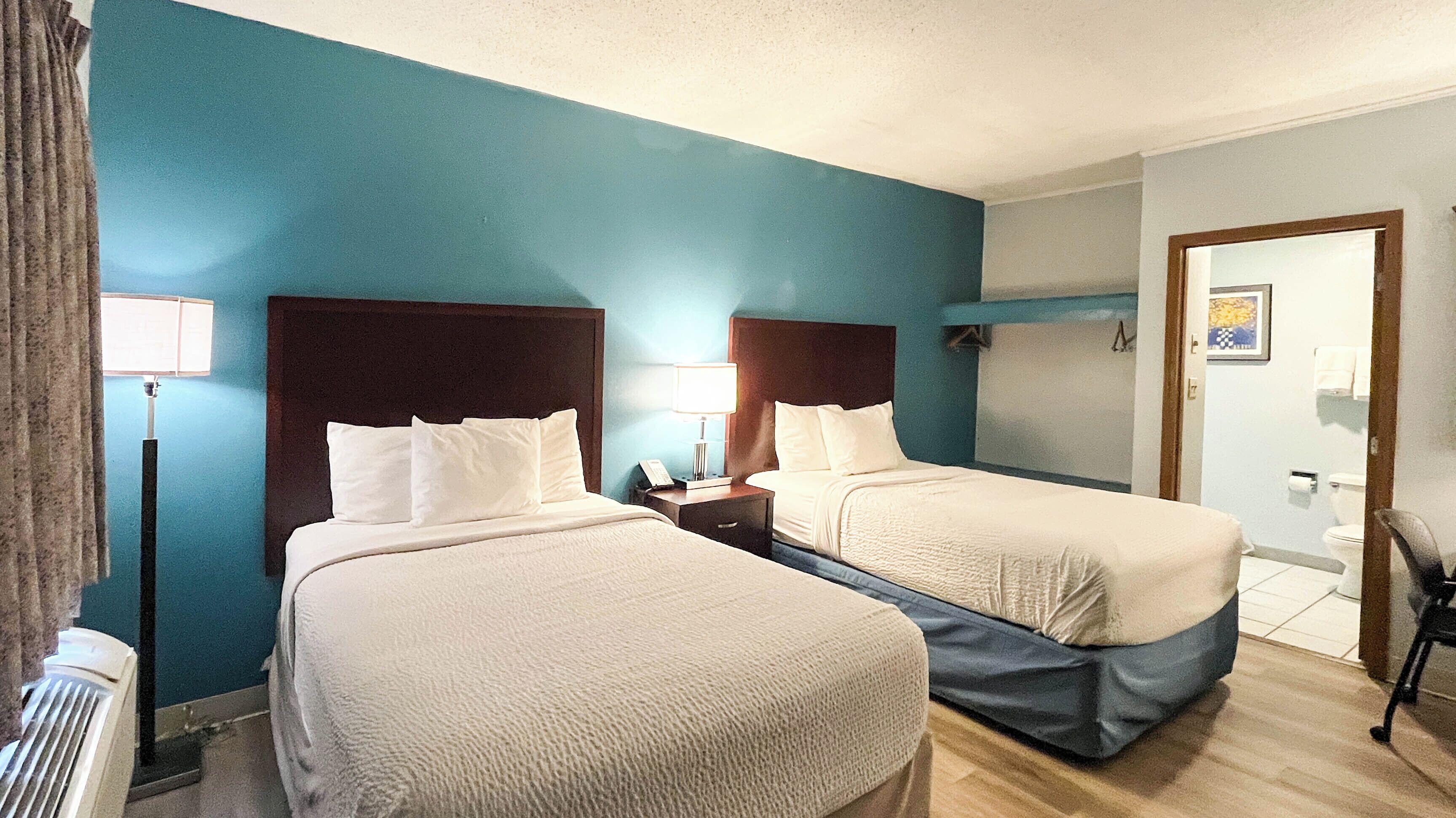 Deluxe Room, 2 Double Beds, Non Smoking (Jacuzzi Tub, Modern) | Desk, laptop workspace, blackout curtains, iron/ironing board