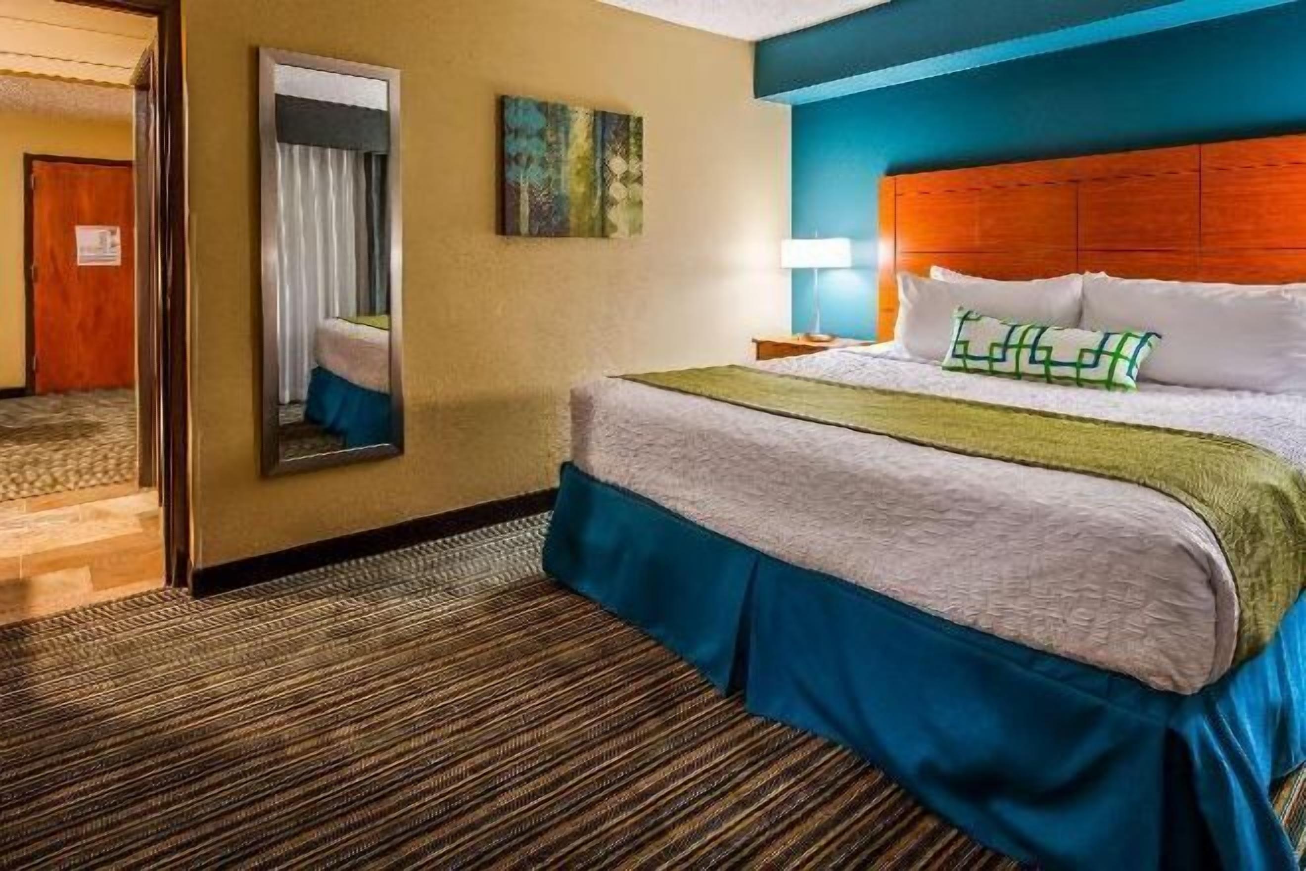 Premium bedding, pillow-top beds, desk, blackout curtains