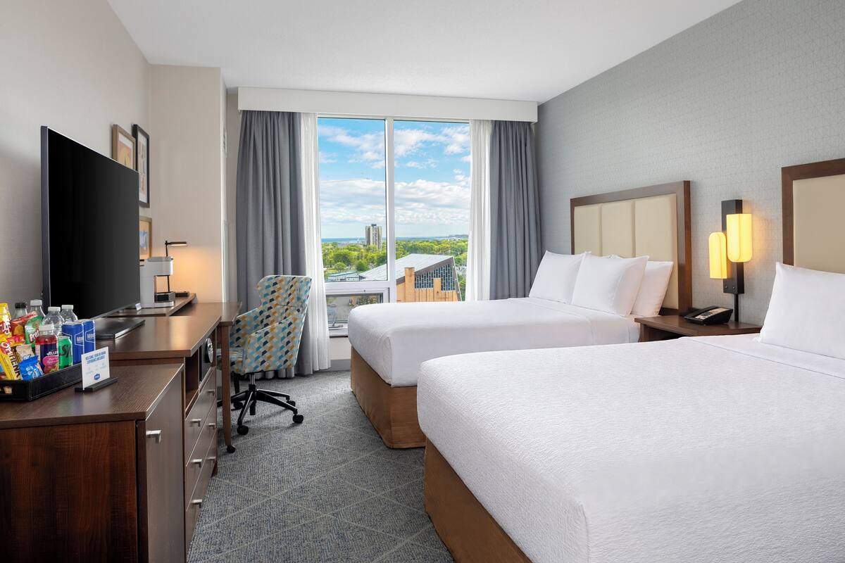 Premium Room, 2 Queen Beds, Harbour View | Minibar, in-room safe, blackout curtains, soundproofing