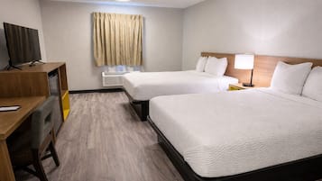 Double Room, 2 Double Beds | Desk, laptop workspace, blackout curtains, iron/ironing board