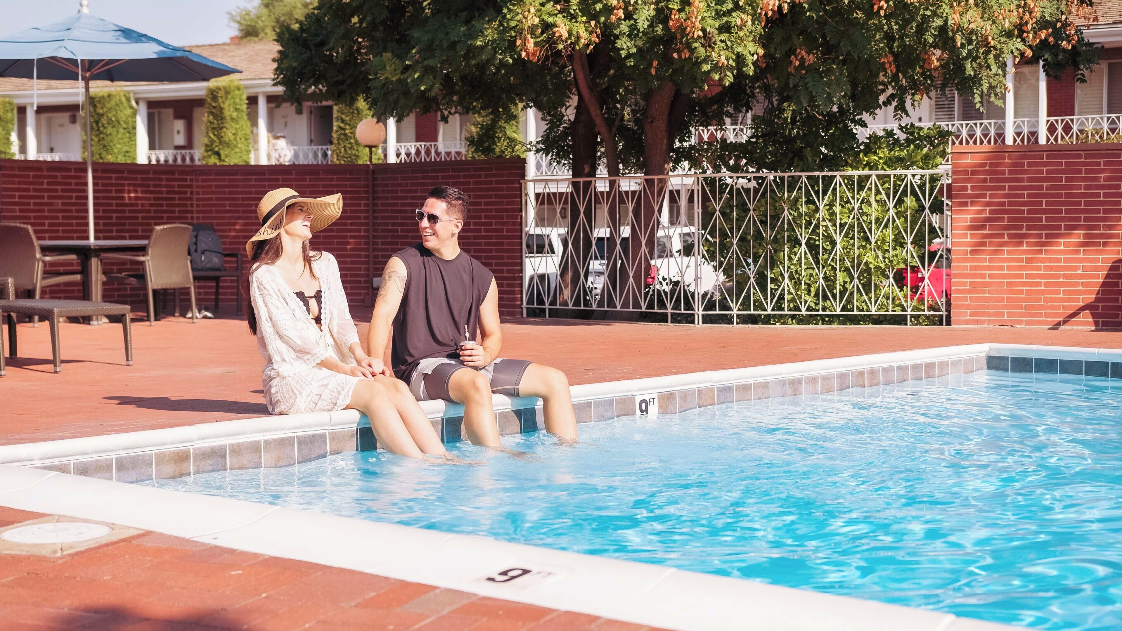 indoor pool, seasonal outdoor pool, pool loungers
