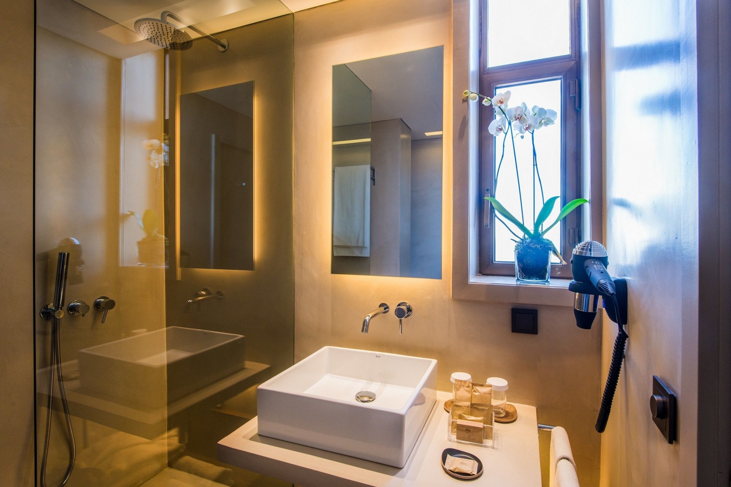 free toiletries, hair dryer, towels