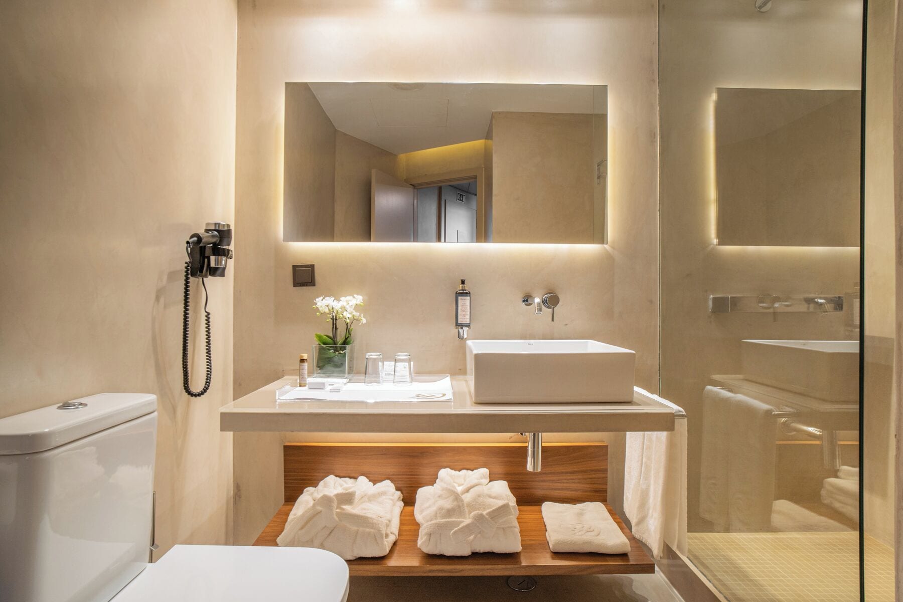 free toiletries, hair dryer, towels