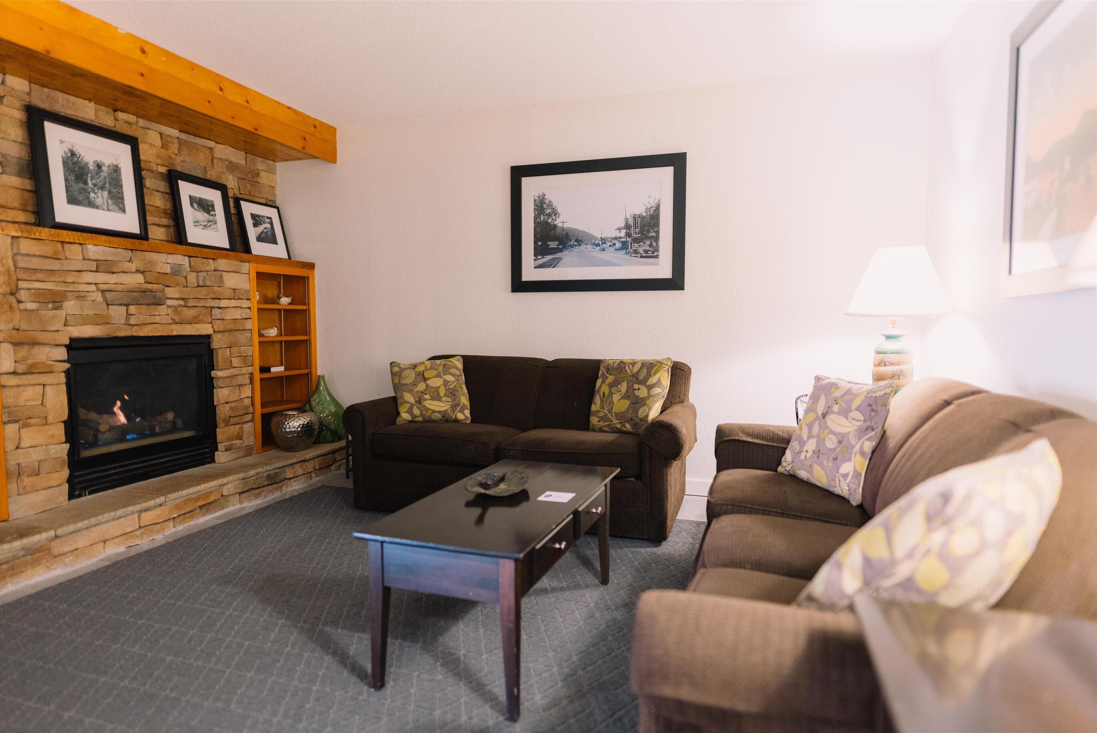 suite, 1 king bed | living area | 27-inch tv with cable channels