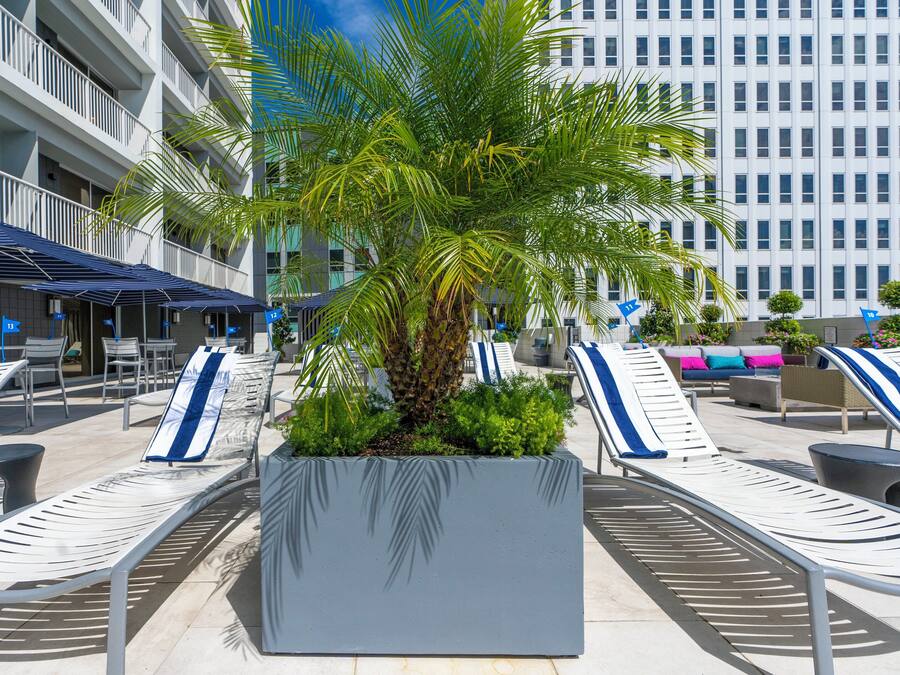 Outdoor pool, open 9:00 AM to 9:00 PM, free pool cabanas