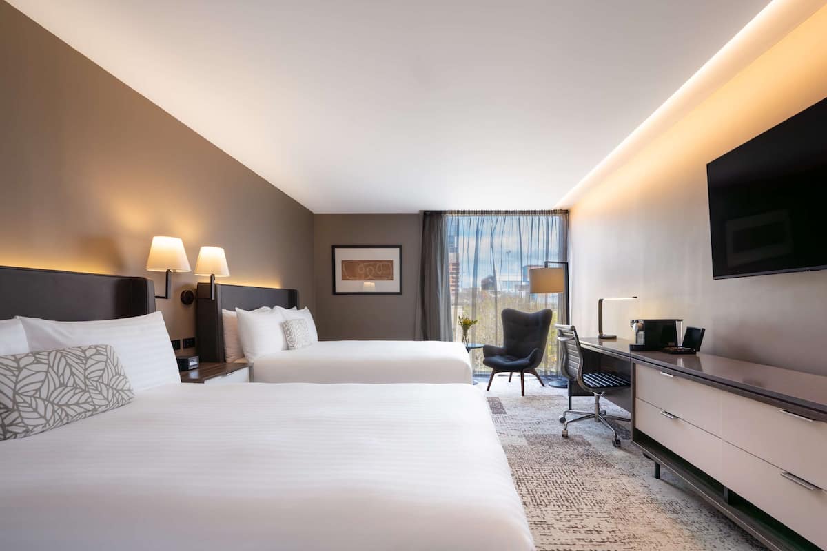 premier twin room, 2 double beds | premium bedding, in-room safe, desk, laptop workspace