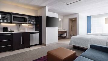 Fridge, microwave, coffee/tea maker