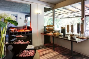 Breakfast, lunch, dinner served; international cuisine, pool views