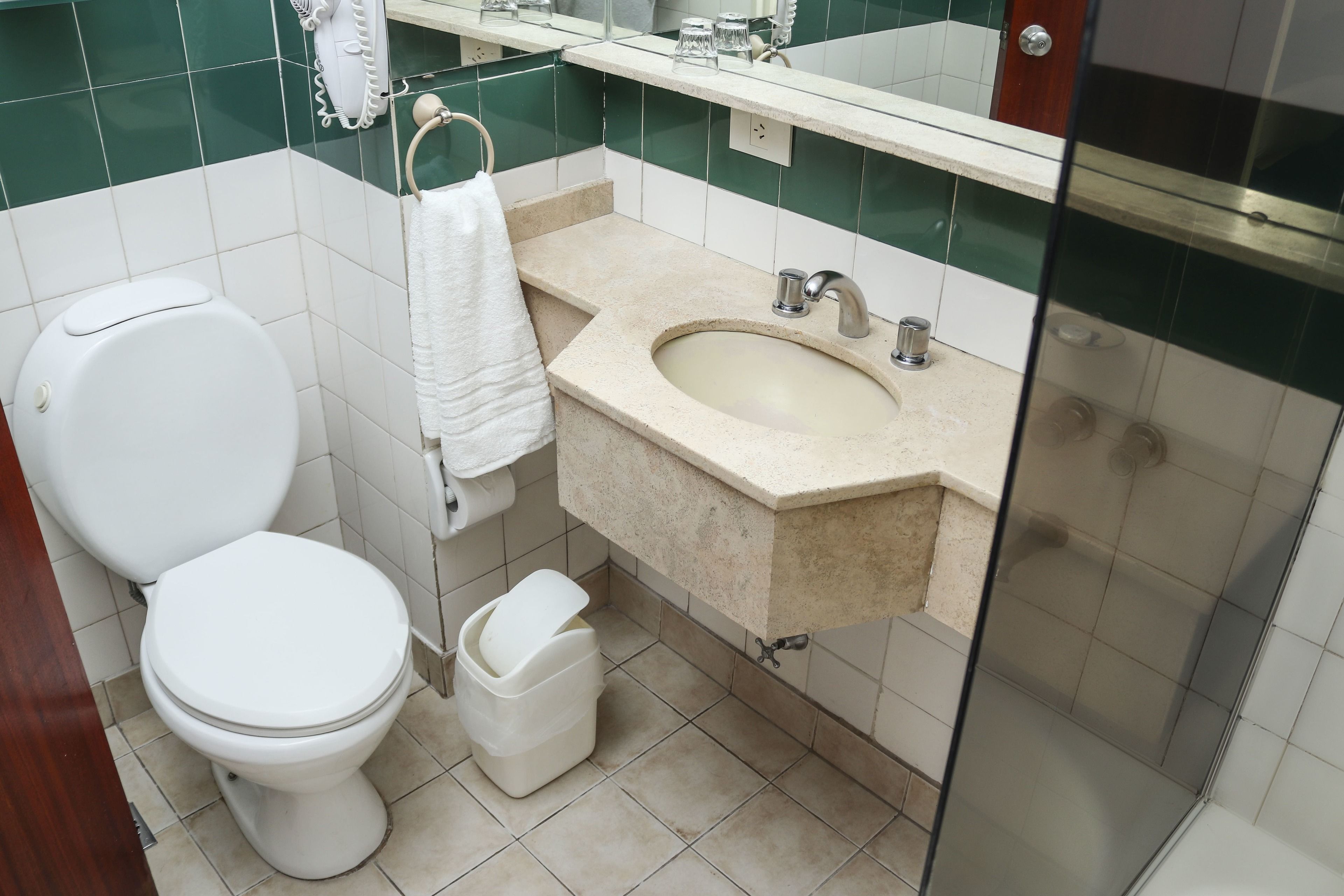 combined shower/bathtub, deep-soaking bathtub, rainfall showerhead